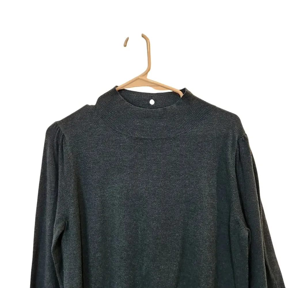 Molly Bracken Navy Blue Casual Long Sleeve Pullover Mock Neck Sweater Large